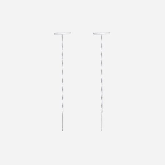 *NEW 925 Sterling Silver Bar Chain Drop Earrings - Picture 8 of 8